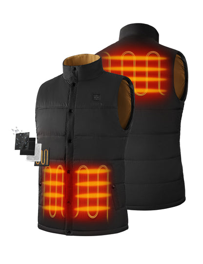 PuffLyte Men's 3-Zone Heated Lightweight Vest - Black / Khaki