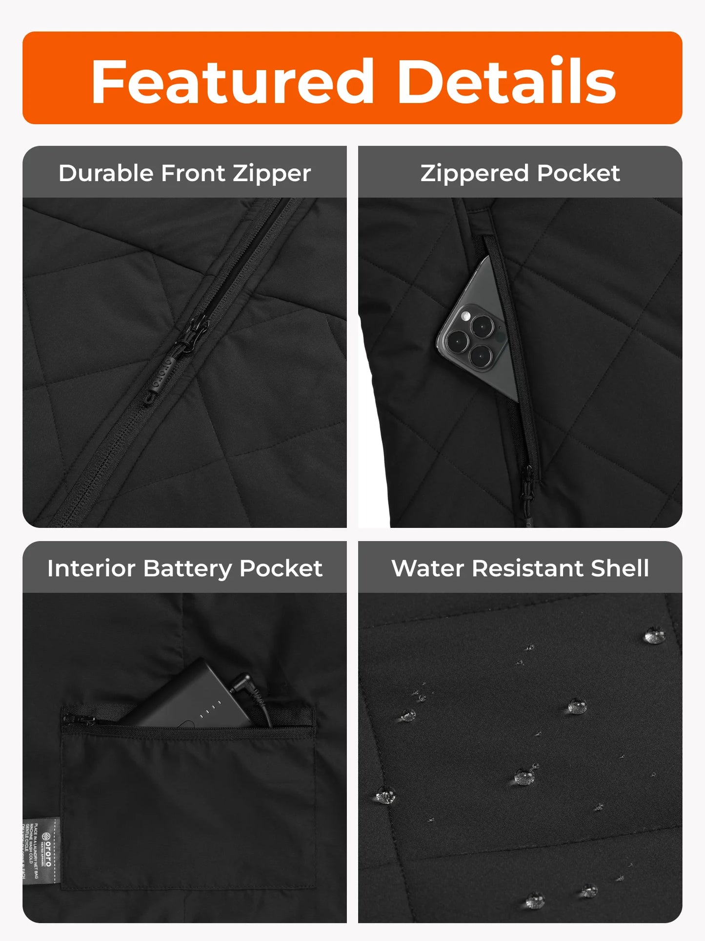 Men's Heated Quilted Gilet - Black