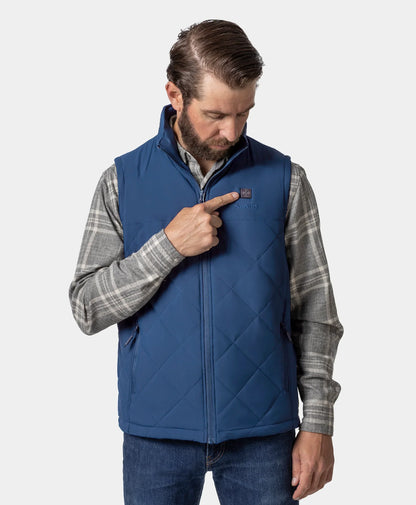 Men's Heated Quilted Gilet - Blue/Black/Green
