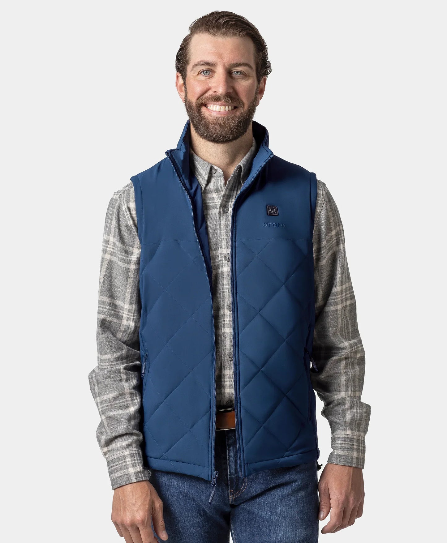 Men's Heated Quilted Gilet - Blue/Black/Green