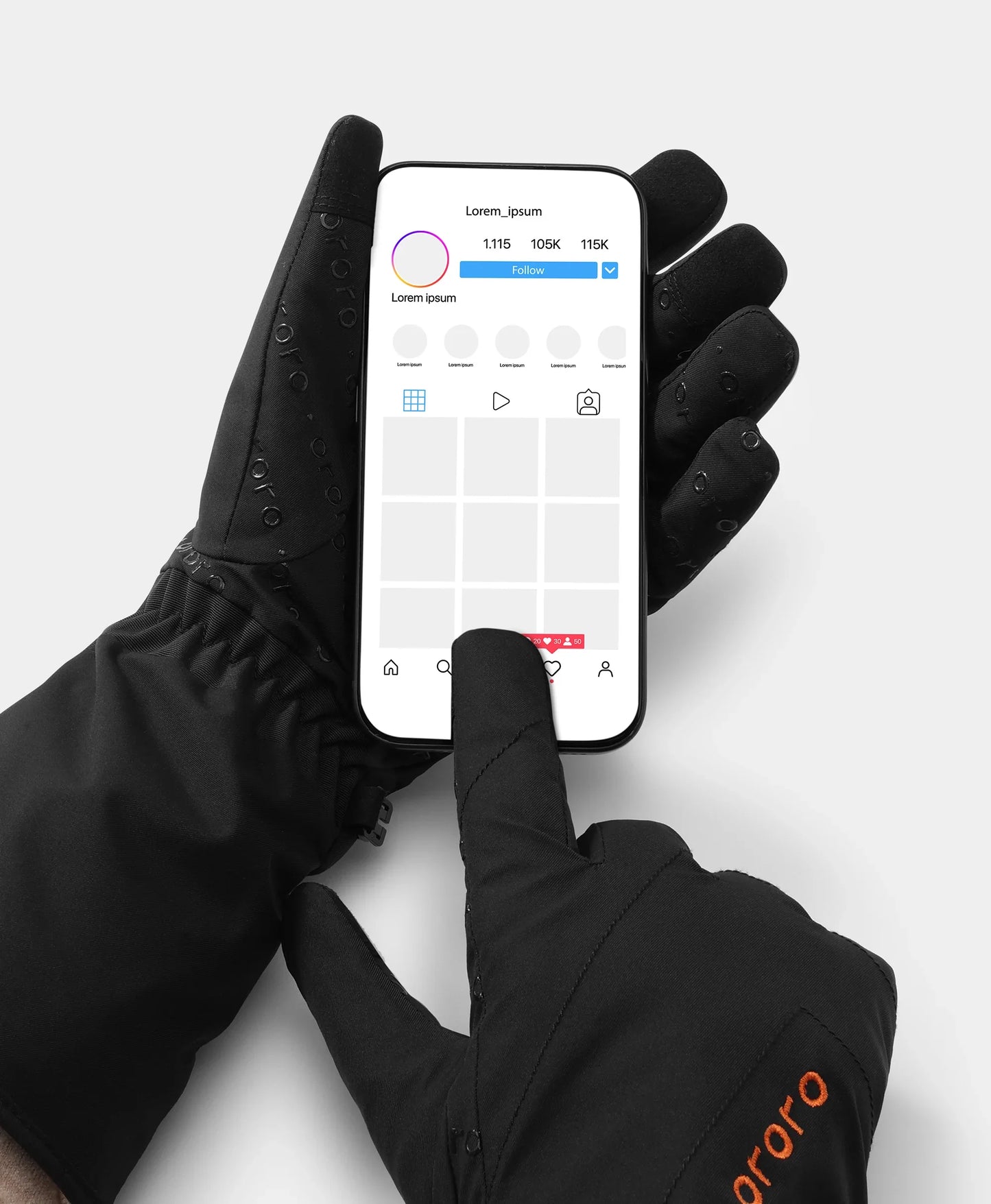 Touch-screen compatible fabric on thumbs, forefingers and middle fingers allow you to swipe your devices without the hands ever getting cold.