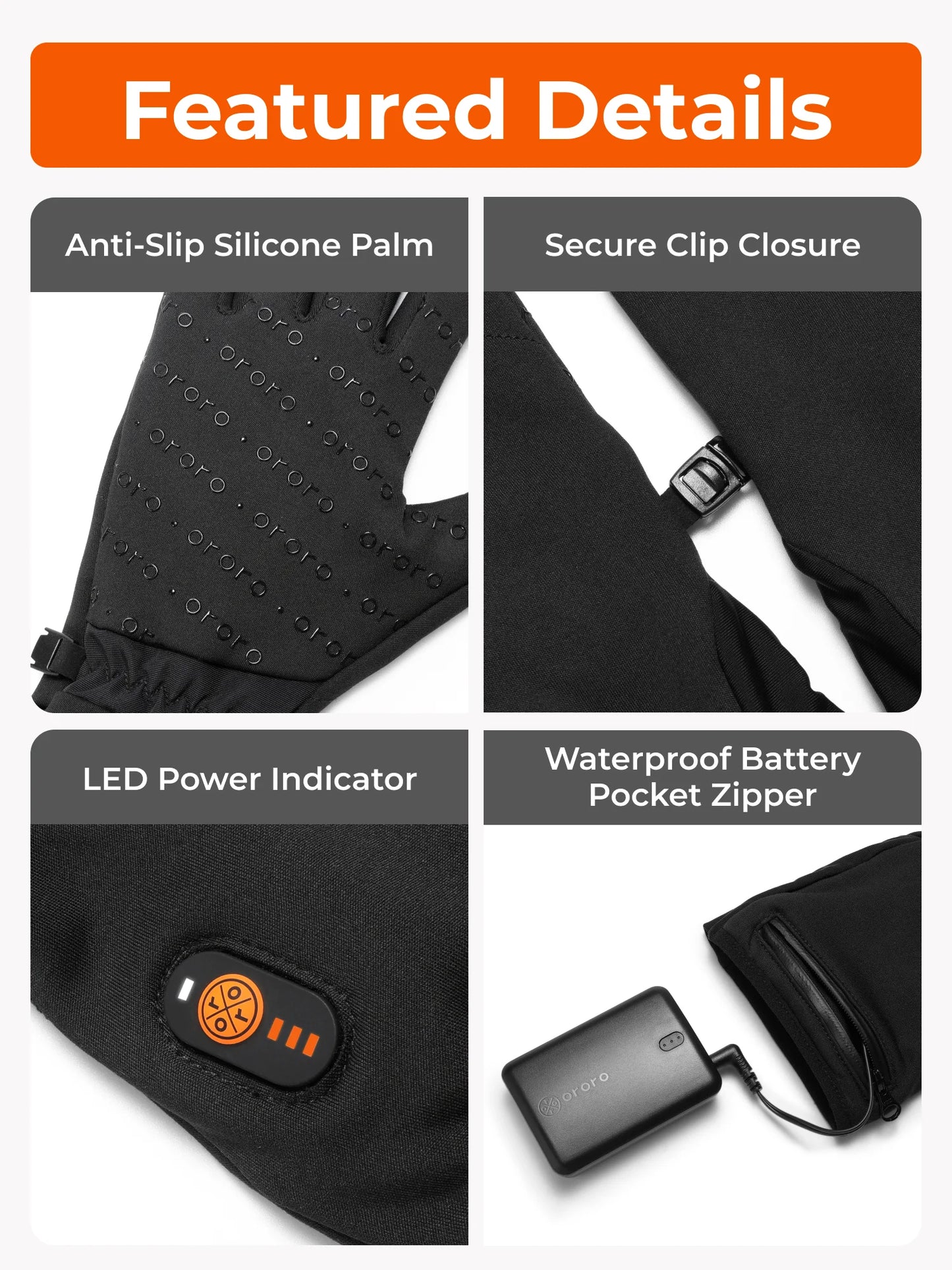 Glasgow Heated Liner Gloves - Black
