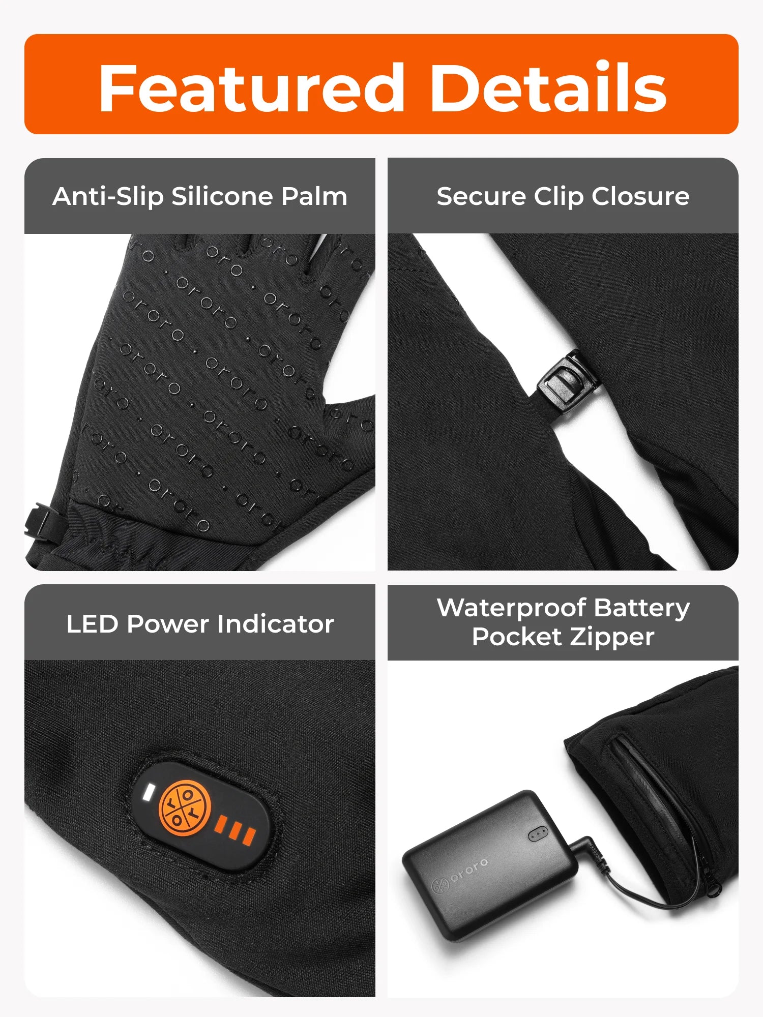 Glasgow Heated Liner Gloves - Black, Thumbnail 6