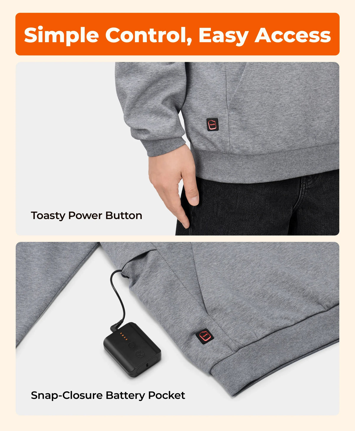 Toasty Unisex 5-Zone Heated Pullover Hoodie