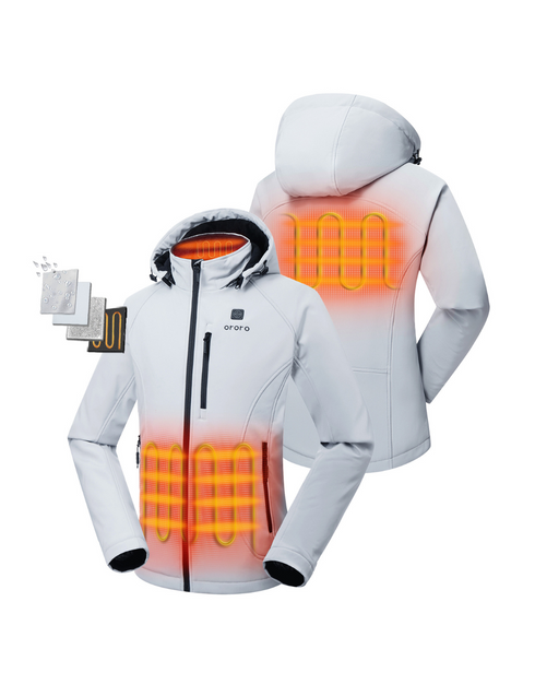 (Open-box) Women's Heated Jacket (4 Heating Zones) - Sharkskin Grey / Black & Red ,view 1