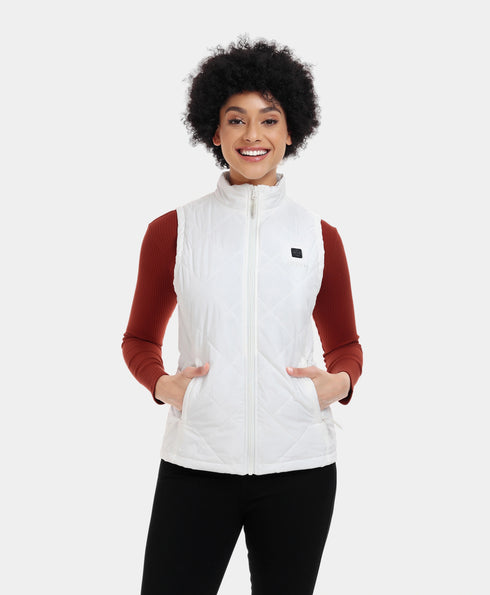 Women's Heated Quilted Gilet White ,view 1