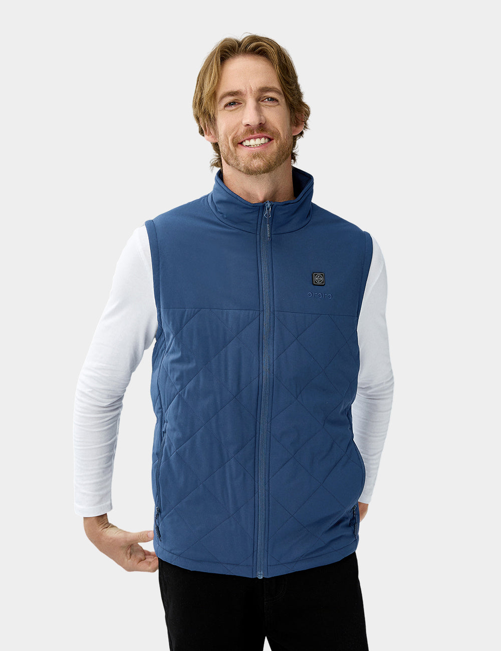 Men's Heated Quilted Gilet - Blue/Black/Green