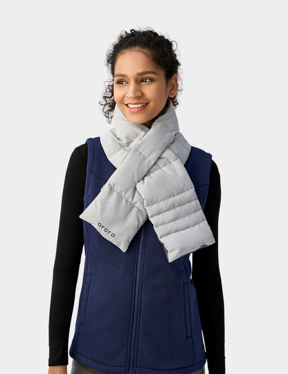 Unisex Heated Puffer Down Scarf - Black / Light Grey