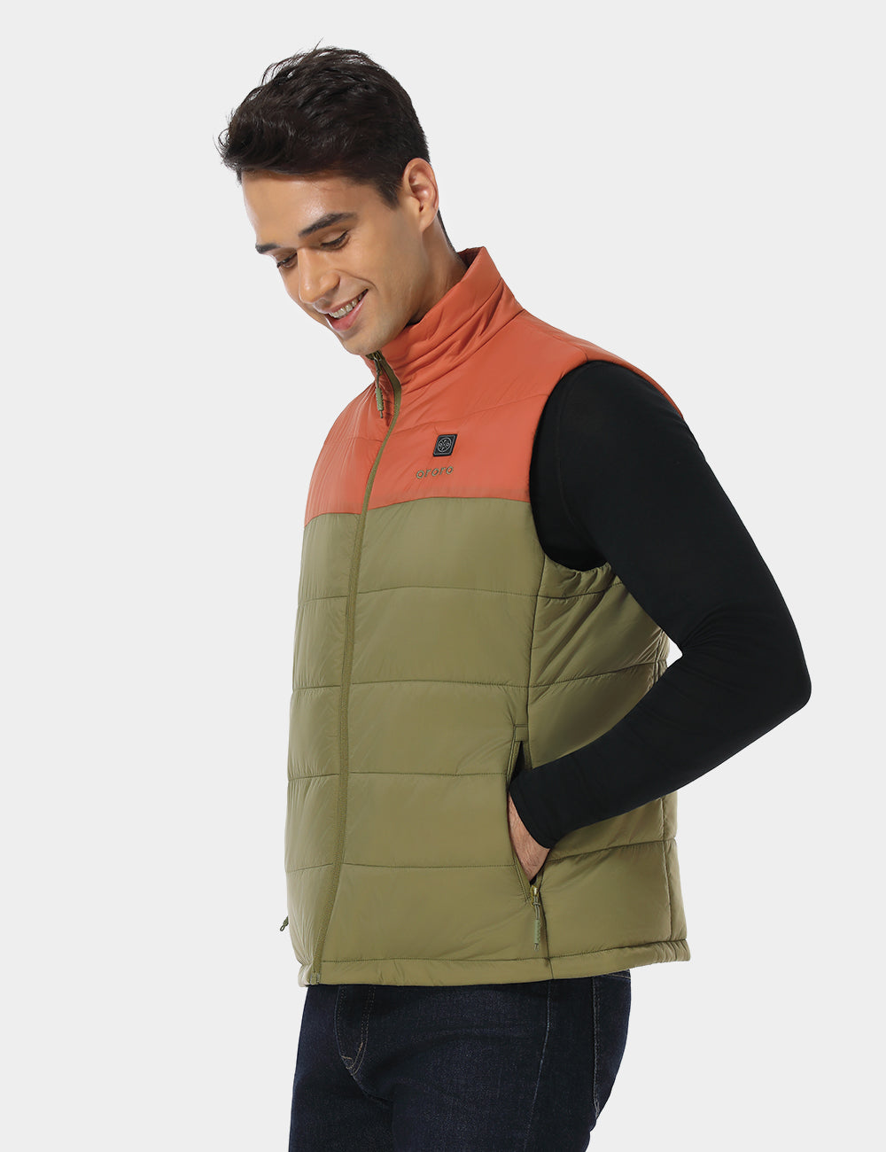 Men's Classic Heated Gilet - Persimmon & Olive Green