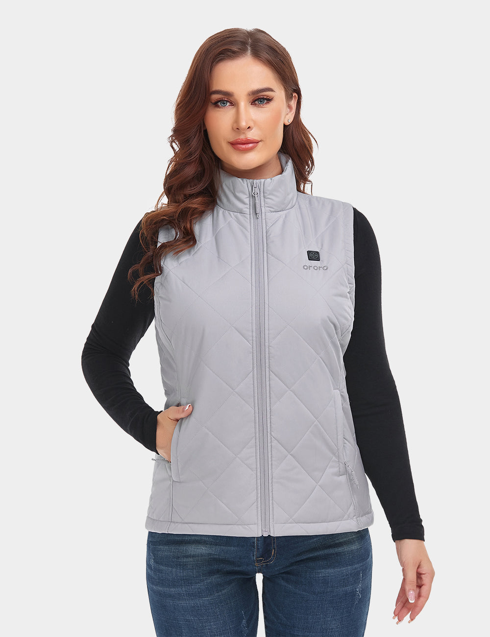 Women's Heated Quilted Vest - Light Gray