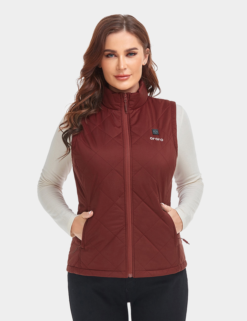 Women's Heated Quilted Vest - Dark Red