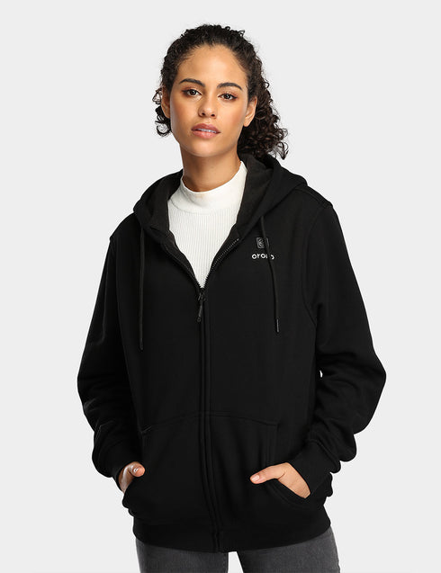 Unisex Heated Fleece Hoodie - Black view 1