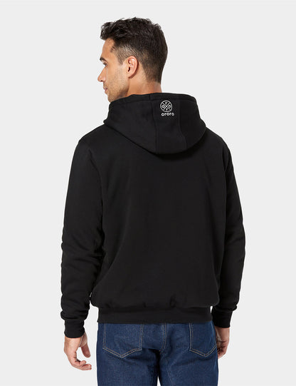 ORORO Men Heated Fleece Hoodie - Black