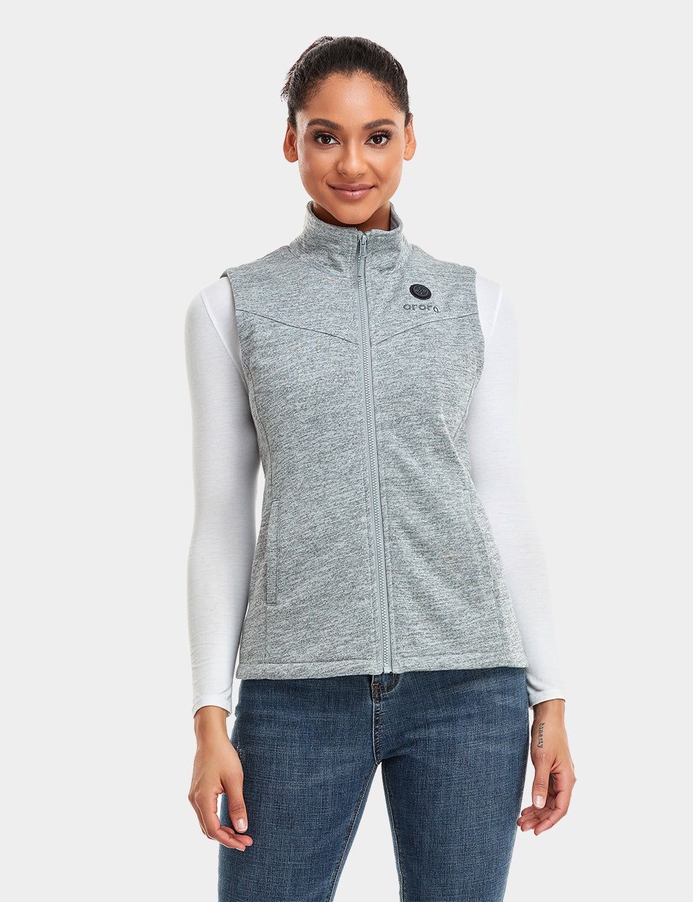 Women's Heated Fleece Vest - Purple / Flecking Grey