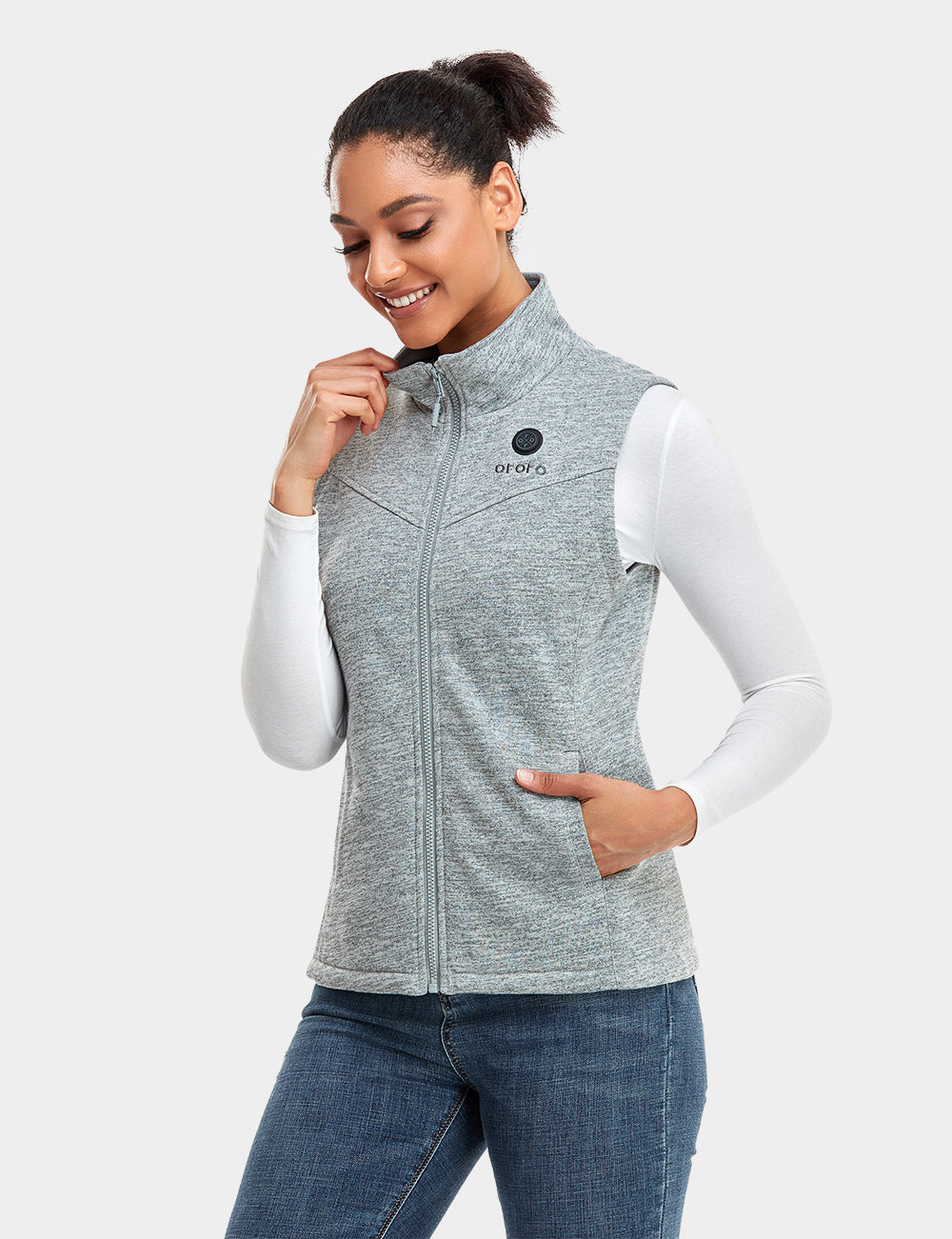 Women's Heated Fleece Vest - Purple / Flecking Grey