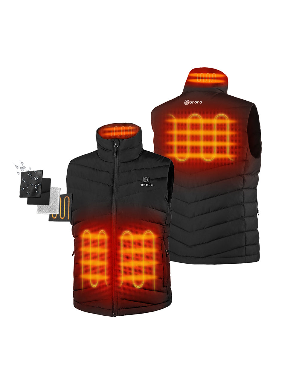 ORORO Gilet riscaldato da uomo con Power Bank, leggero, trapuntato, riscaldato, caricatore non incluso, Nero neutro, S ORORO Gilet riscaldato da uomo con Power Bank, leggero, trapuntato, riscaldato, caricatore non incluso, Nero neutro, S